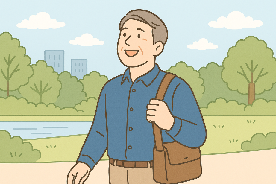 心穏やかになり始めているシニアの男性